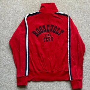 1950s/1960s Roosevelt Lima Peru Panel Striped Red Zip‎ Up Jacket True Vtg Medium